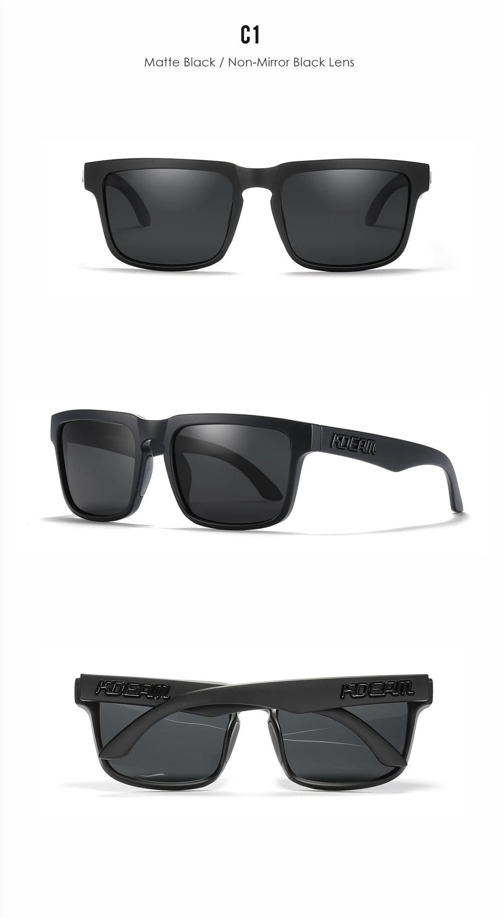 KDEAM Classic Square Sunglasses Men Women Category 3 Polarized Sun Glasses Unique Frame Surface Eyewear With Case Box KD332