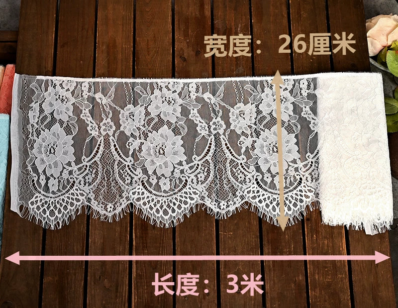 26cm Wide Eyelashes Lace Trim DIY Handmade Decoration Clothing Wedding Dress Lace Skirt Sleeve Accessories Fabric