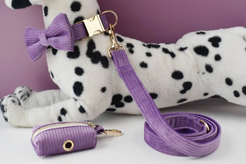 Epic   Corduroy Dog Collar And Leash Set For Dogs Custom Engraved Nameplate Pet Supplies Dog Leash Corduroy15