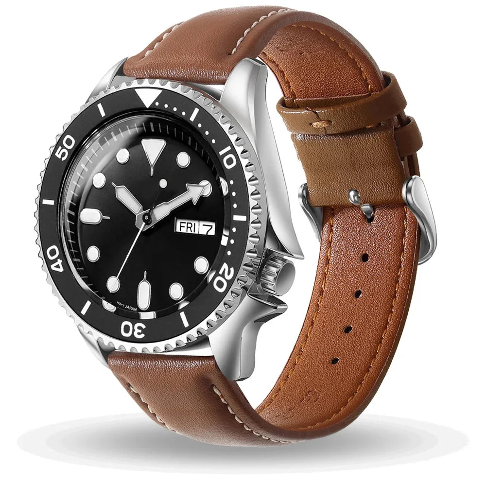 Top Grain Genuine Leather Watch Band, Quick Release 12/14/16/18/19/20/21/22/24 mm Watch Straps, Replacement Bands for Men Women