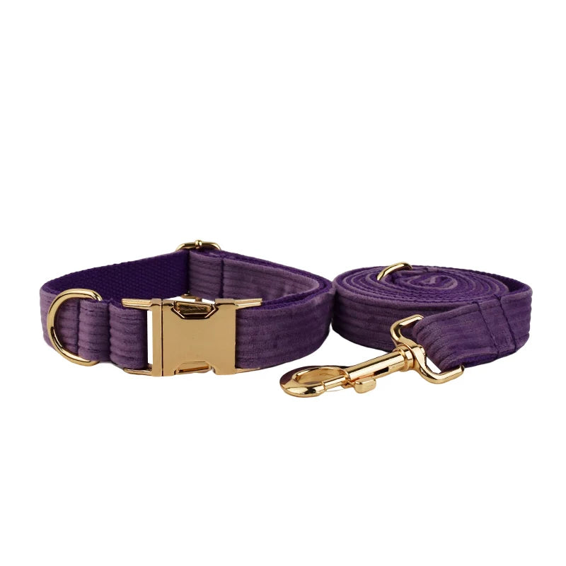 Epic   Corduroy Dog Collar And Leash Set For Dogs Custom Engraved Nameplate Pet Supplies Dog Leash Corduroy15