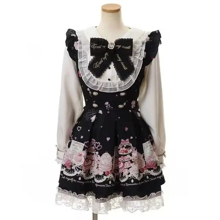 Sweet Lolita Vintage Suits Women Ruffles Cardigan + Sexy Y2k Corset Vest + Mini Skirts Autumn Korean Elegant 3 Piece Dress Sets