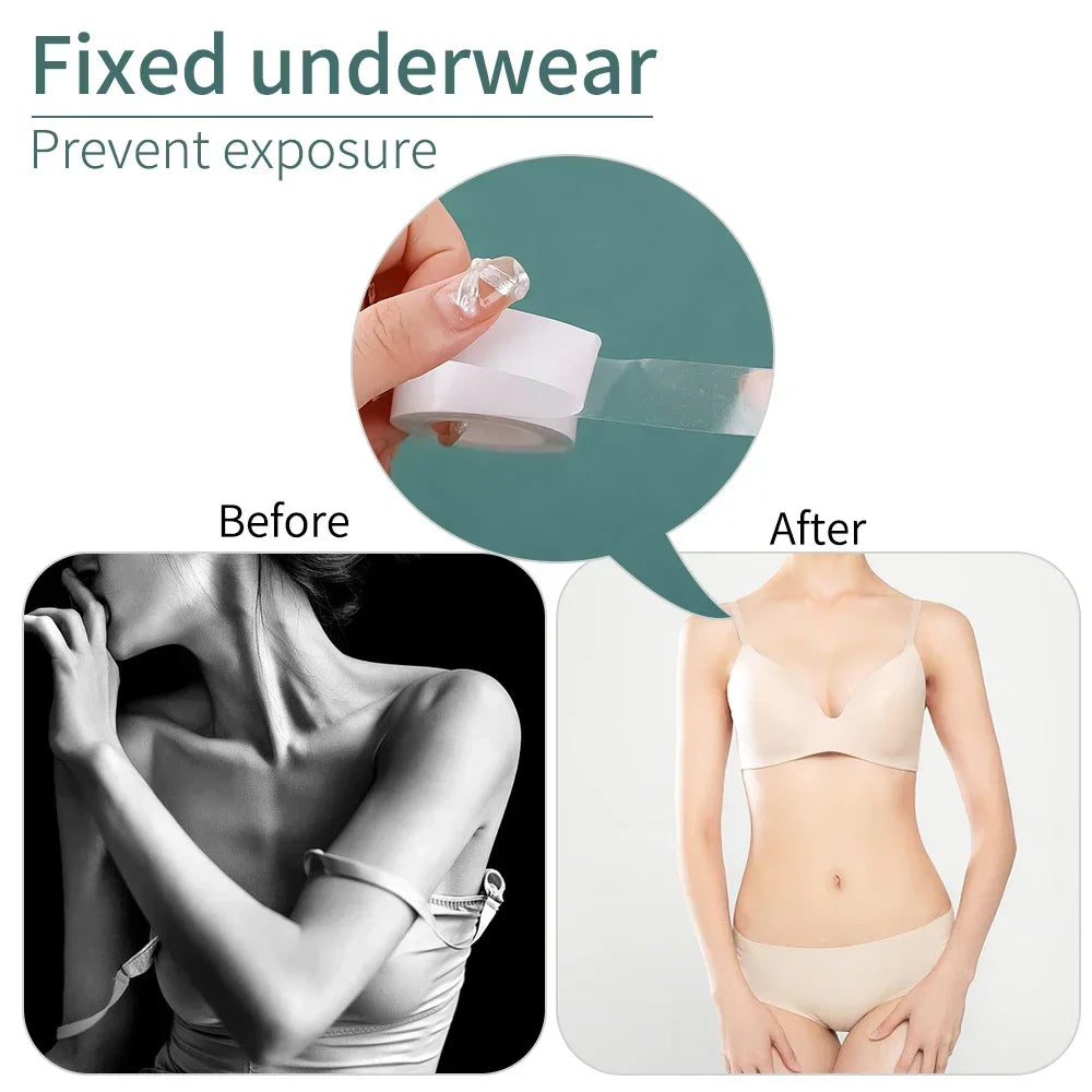 5Roll Fearless Tape Womens Double Sided Tape for Clothing Dress Low Cut Neckline Body Skin Anti-exposure Adhesive Sticker Strips