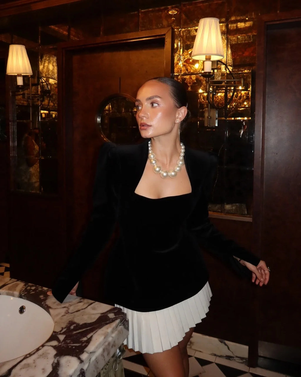 Women Velvet High Waist Spliced Mini Dresses 2025 Elegant Square Neck Long Sleeve Gowns Autumn Winter Chic Lady New Party Dress