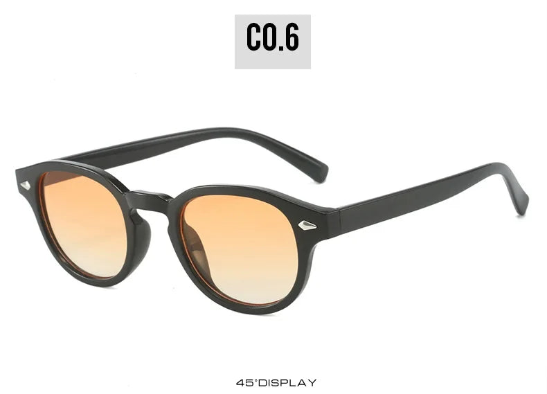 SO&EI Retro Oval Men Rivets Sunglasses Fashion Clear Ocean Gradient Lens Eyewear UV400 Women Trending Yellow Blue Sun Glasses