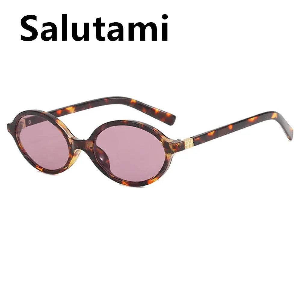 Vintage Small Oval Leopard Black Sunglasses for Women New Fashion Brand Gradient Elegant Y2K Sun Glasses Ladies Hip Hop Shades