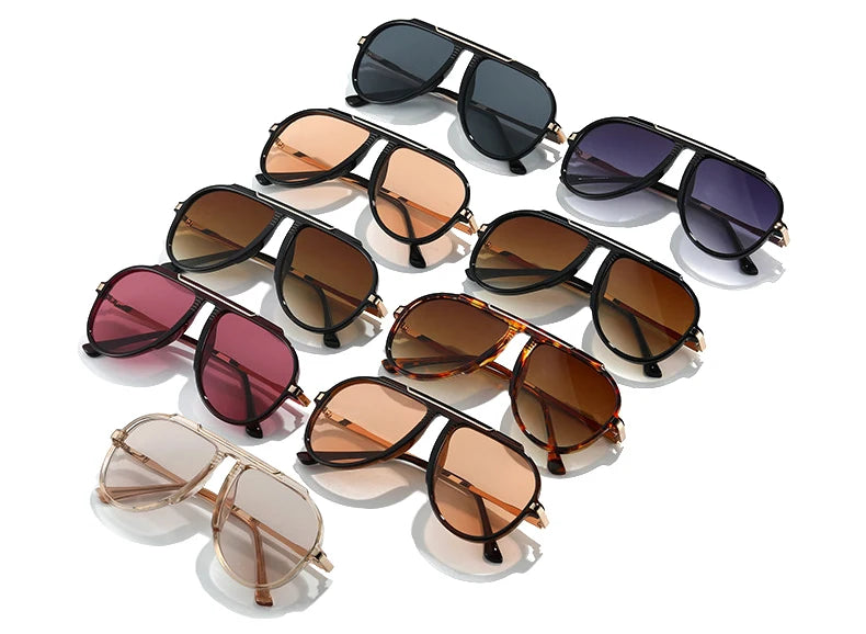 SO&EI New Oversized Pilot Women Sunglasses Vintage Gradient Shades UV400 Men Trending Sun Glasses