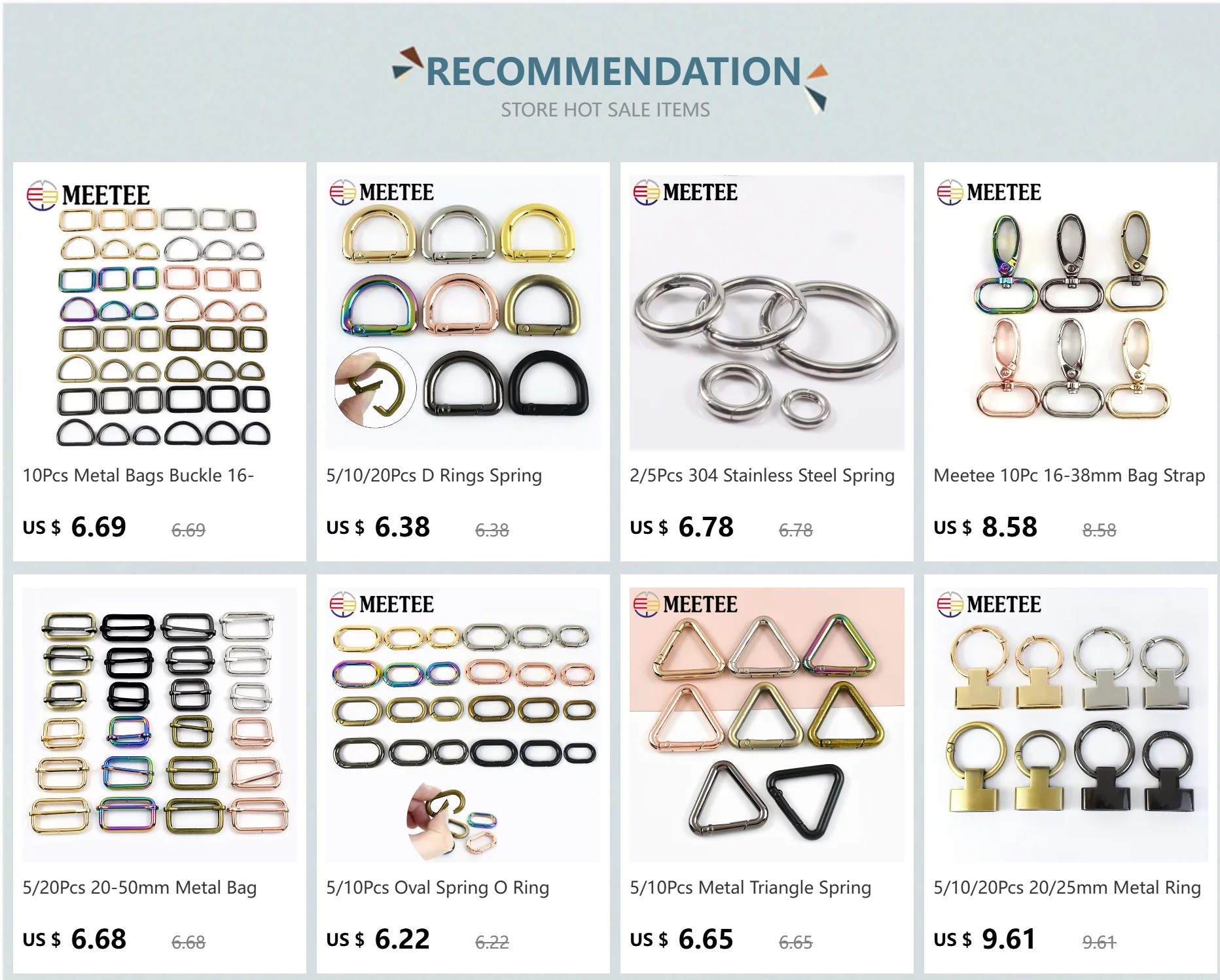 10Pcs Seamless Metal D Rings Buckles for Bags Purse Strap Pet Dog Collar Hardware Backpack Webbing Ring Clasp Sewing Accessories