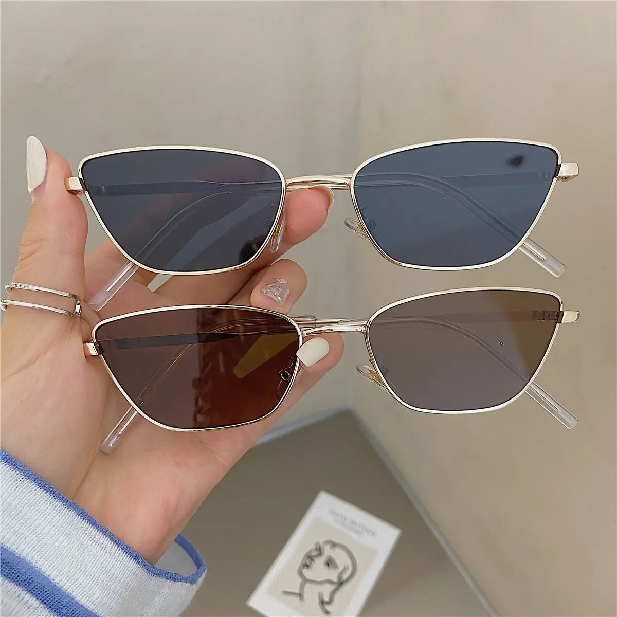 Classic Cat Eye Sunglasses Women Luxury Brand Metal Frame Brown Sun Glasses Trendy UV400 Eyewear Shades Vintage Солнечные Очки