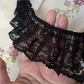 3-Yard Elegant Floral Lace Trim - Ruffled Edge Ribbon in Black & White for Bridal Decor, Dress Collars & DIY Fashion