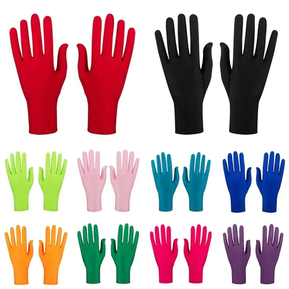 New Gift Party Dress Performance Gloves Solid Color Spandex Sunscreen Gloves Full Fingers Spandex Gloves Gift