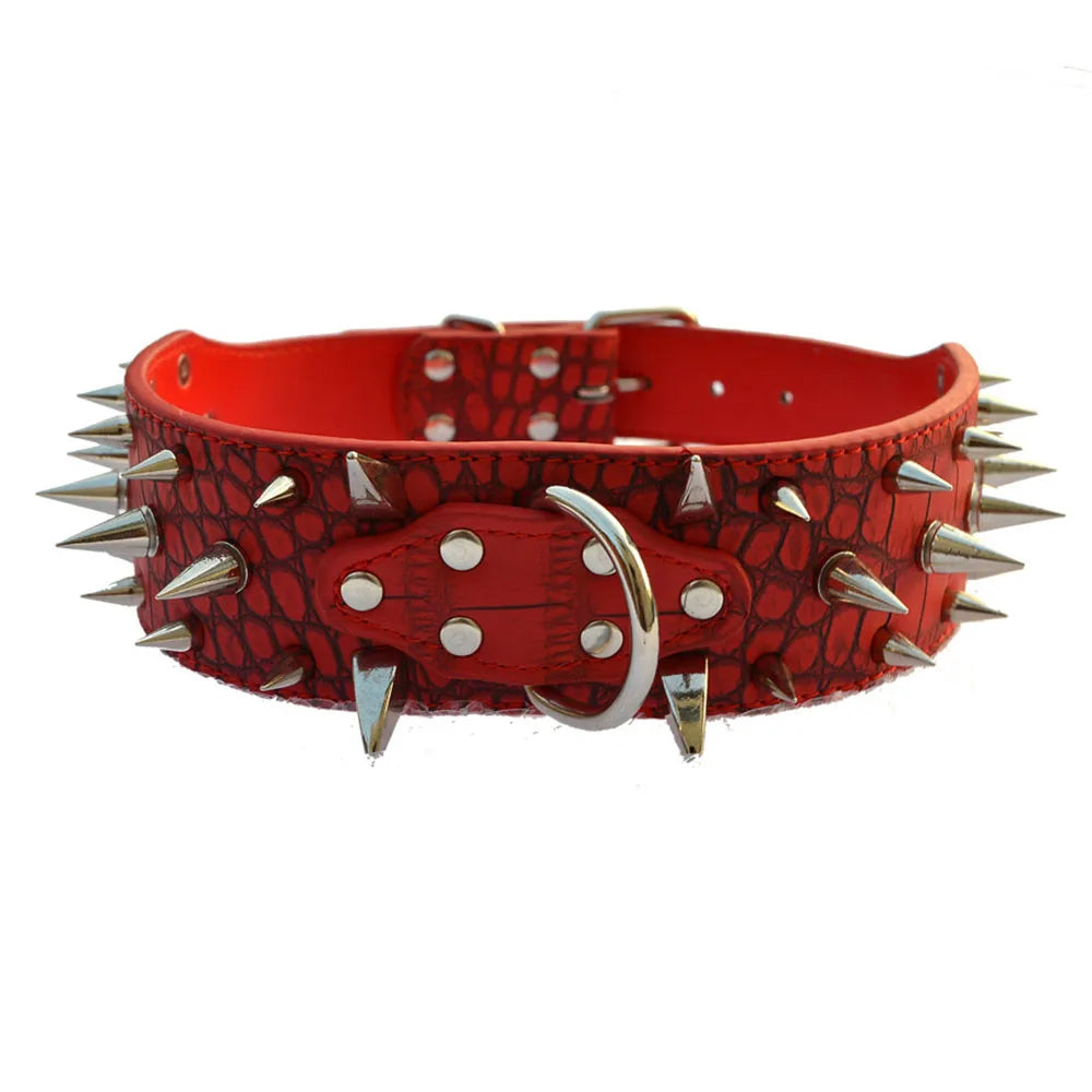 Heavy and Duty Dog Collar Comforable Widen Dog Collar for Extra Large Dogs Prevent Bite Sharp Spiked Leather Shepherd Dog Collar