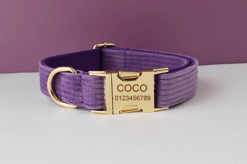 Epic   Corduroy Dog Collar And Leash Set For Dogs Custom Engraved Nameplate Pet Supplies Dog Leash Corduroy15