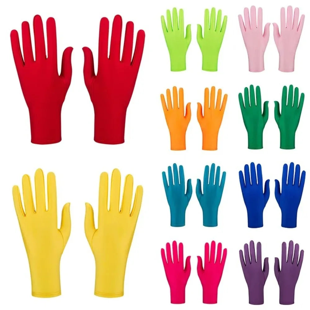 New Gift Party Dress Performance Gloves Solid Color Spandex Sunscreen Gloves Full Fingers Spandex Gloves Gift