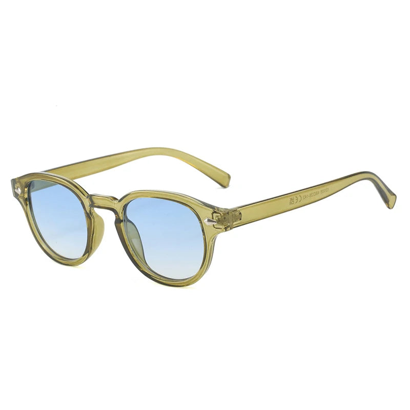 SO&EI Retro Oval Men Rivets Sunglasses Fashion Clear Ocean Gradient Lens Eyewear UV400 Women Trending Yellow Blue Sun Glasses