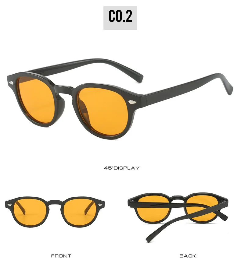 SO&EI Retro Oval Men Rivets Sunglasses Fashion Clear Ocean Gradient Lens Eyewear UV400 Women Trending Yellow Blue Sun Glasses