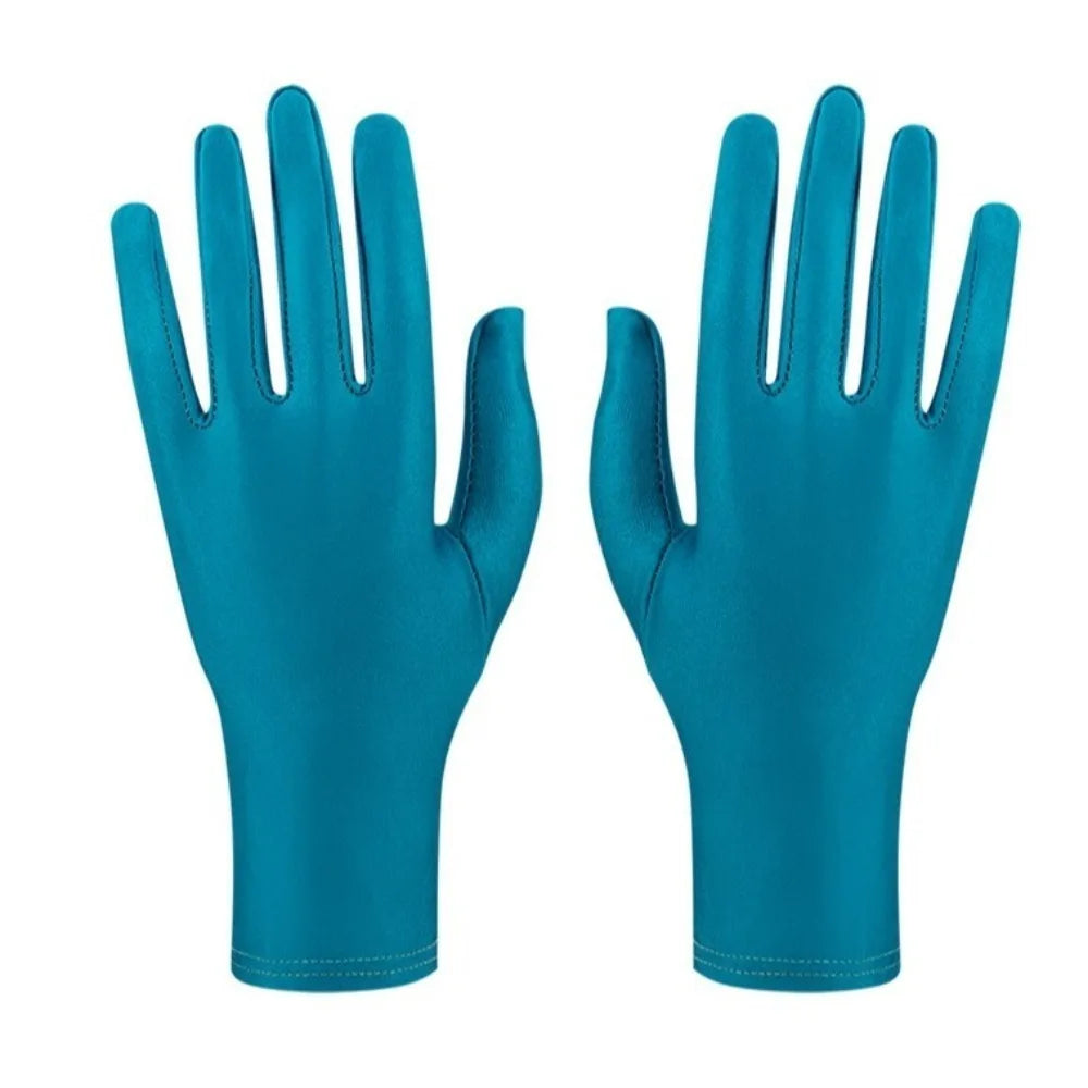 New Gift Party Dress Performance Gloves Solid Color Spandex Sunscreen Gloves Full Fingers Spandex Gloves Gift
