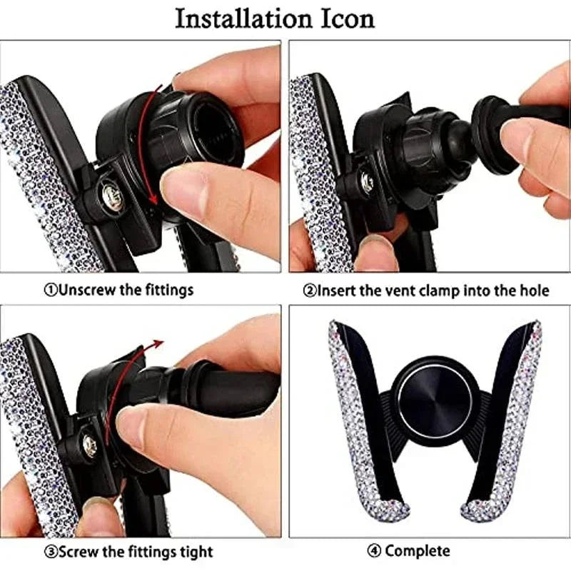 Crystal Car Phone Holder Car Air Vent Mount Clip Mobile Phone Holder Woman Diamond Auto Phone Bracket Interior Accessories Amagi