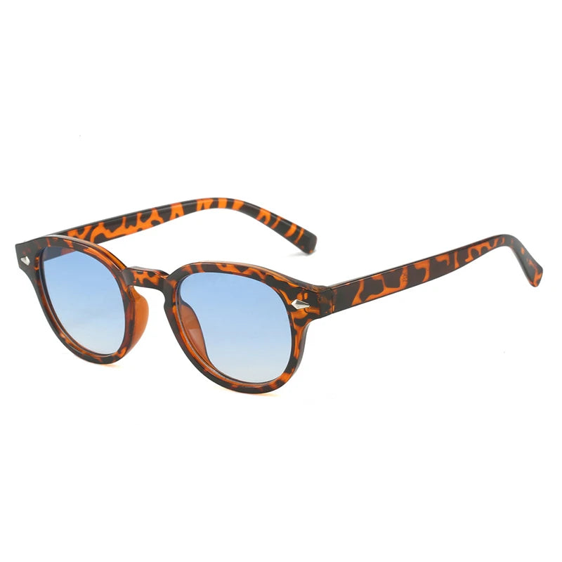 SO&EI Retro Oval Men Rivets Sunglasses Fashion Clear Ocean Gradient Lens Eyewear UV400 Women Trending Yellow Blue Sun Glasses