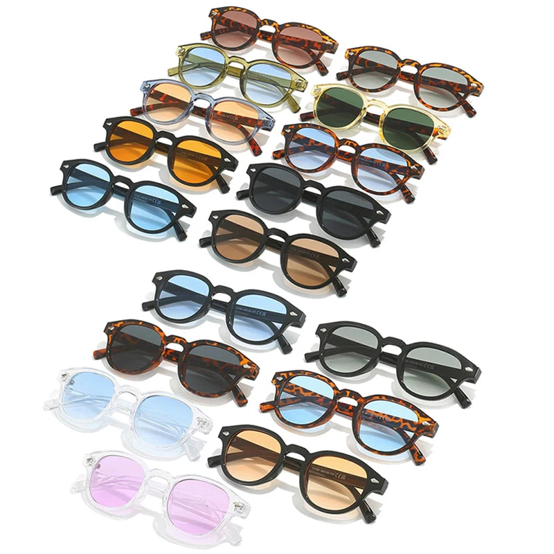 SO&EI Retro Oval Men Rivets Sunglasses Fashion Clear Ocean Gradient Lens Eyewear UV400 Women Trending Yellow Blue Sun Glasses