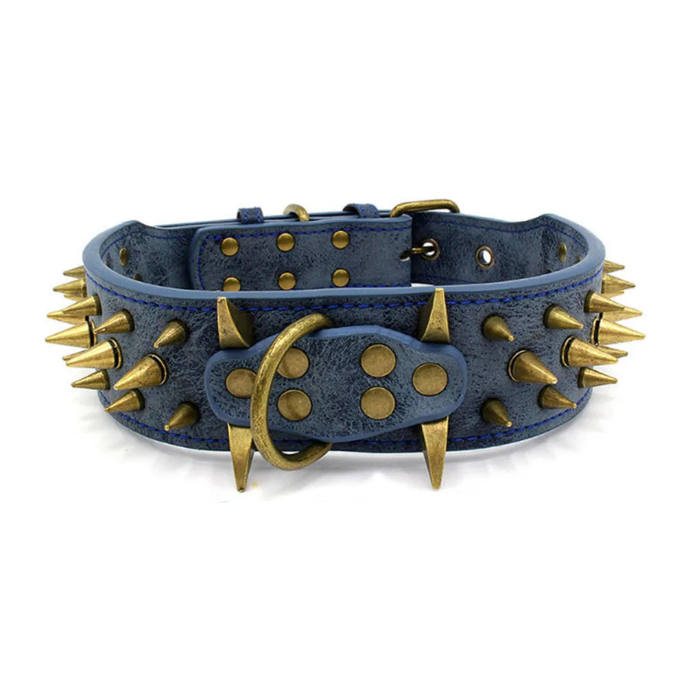 Heavy and Duty Dog Collar Comforable Widen Dog Collar for Extra Large Dogs Prevent Bite Sharp Spiked Leather Shepherd Dog Collar