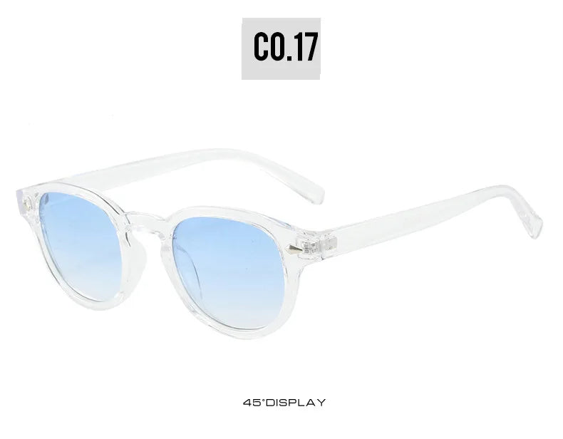 SO&EI Retro Oval Men Rivets Sunglasses Fashion Clear Ocean Gradient Lens Eyewear UV400 Women Trending Yellow Blue Sun Glasses