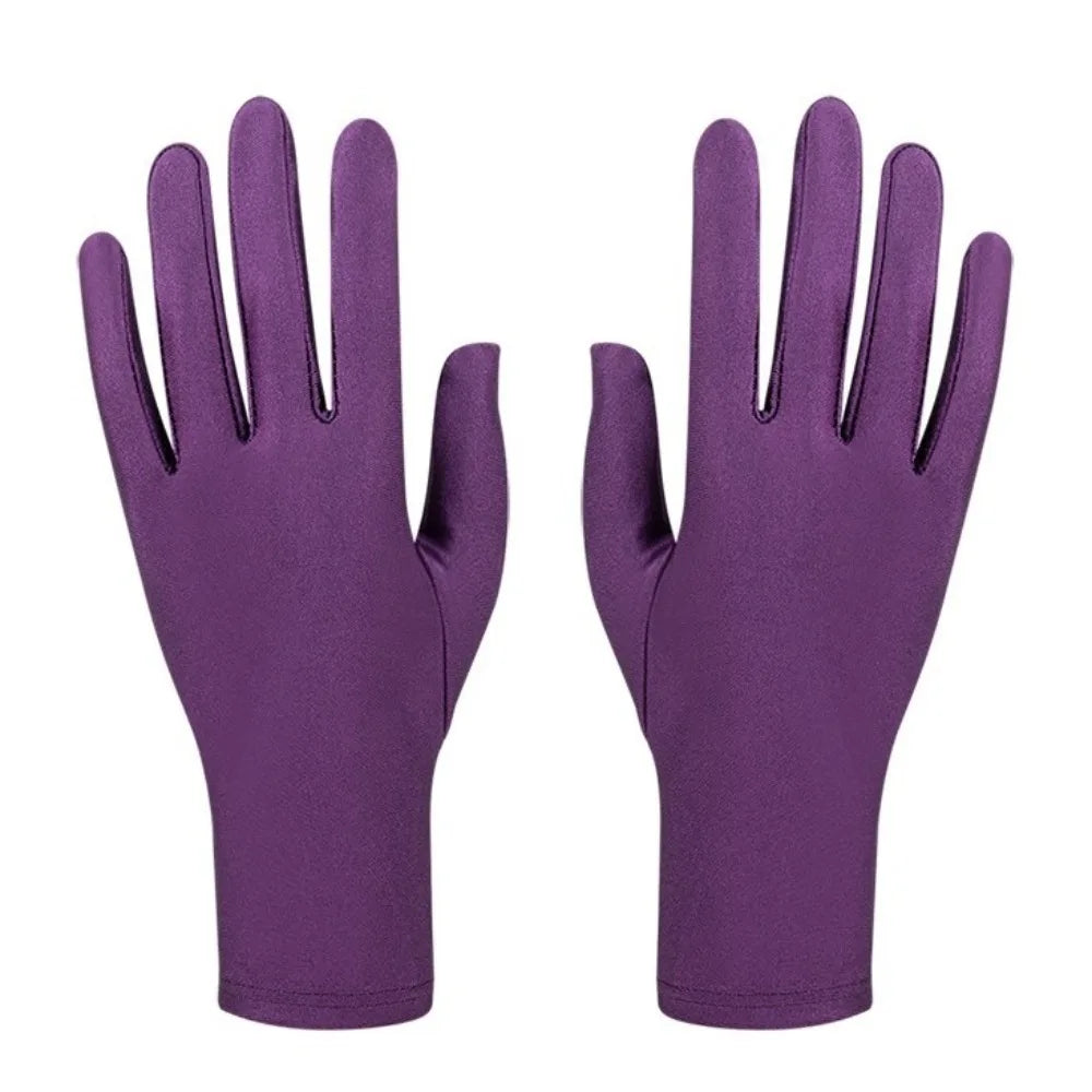 New Gift Party Dress Performance Gloves Solid Color Spandex Sunscreen Gloves Full Fingers Spandex Gloves Gift