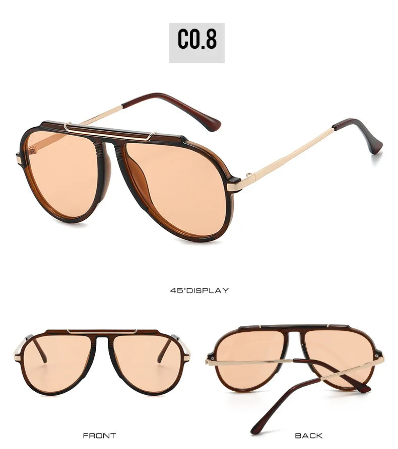 SO&EI New Oversized Pilot Women Sunglasses Vintage Gradient Shades UV400 Men Trending Sun Glasses