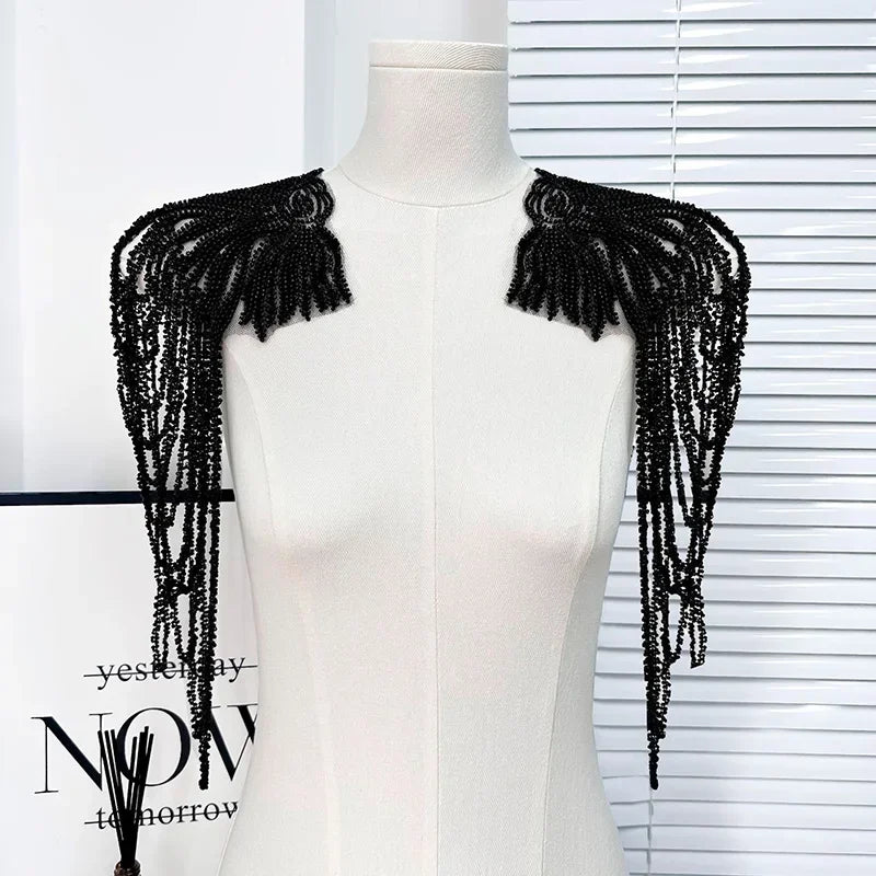 1pc Tassel Chain Sequin Shoulder Ornaments Wedding Dress Performance Clothing DIY Sewing Patch Fashion Handmade Accessories