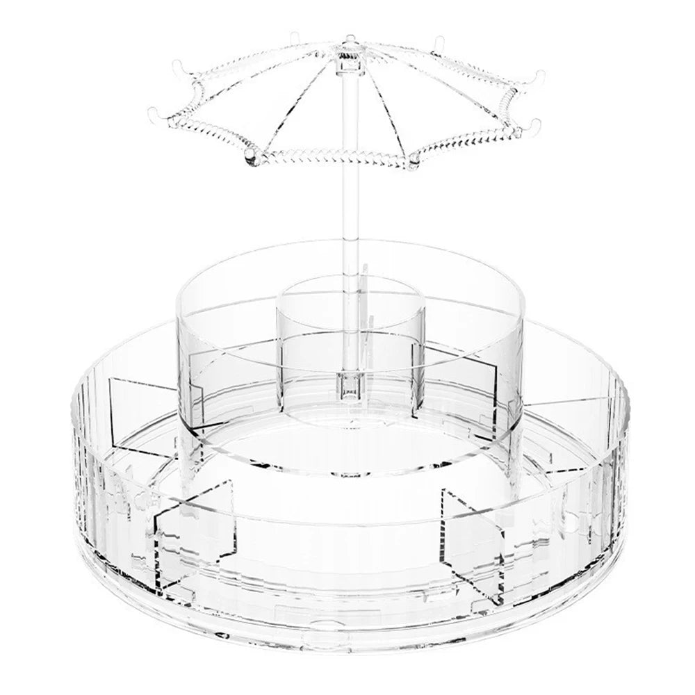 360 Degree Rotating Desktop Cosmetic Storage Box, Skincare Product Tray, Acrylic Transparent Desktop Shelf, Transparent