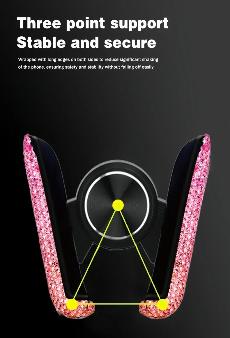 Crystal Car Phone Holder Car Air Vent Mount Clip Mobile Phone Holder Woman Diamond Auto Phone Bracket Interior Accessories Amagi