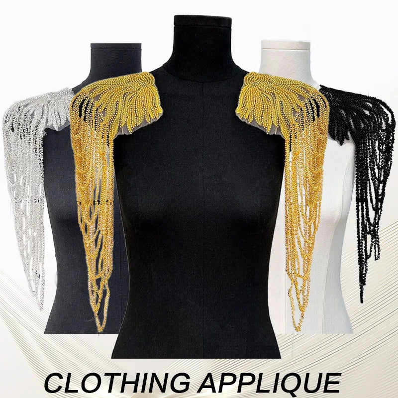 1pc Tassel Chain Sequin Shoulder Ornaments Wedding Dress Performance Clothing DIY Sewing Patch Fashion Handmade Accessories