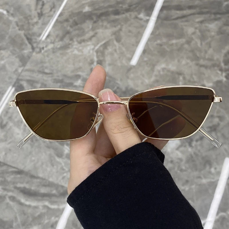 Classic Cat Eye Sunglasses Women Luxury Brand Metal Frame Brown Sun Glasses Trendy UV400 Eyewear Shades Vintage Солнечные Очки