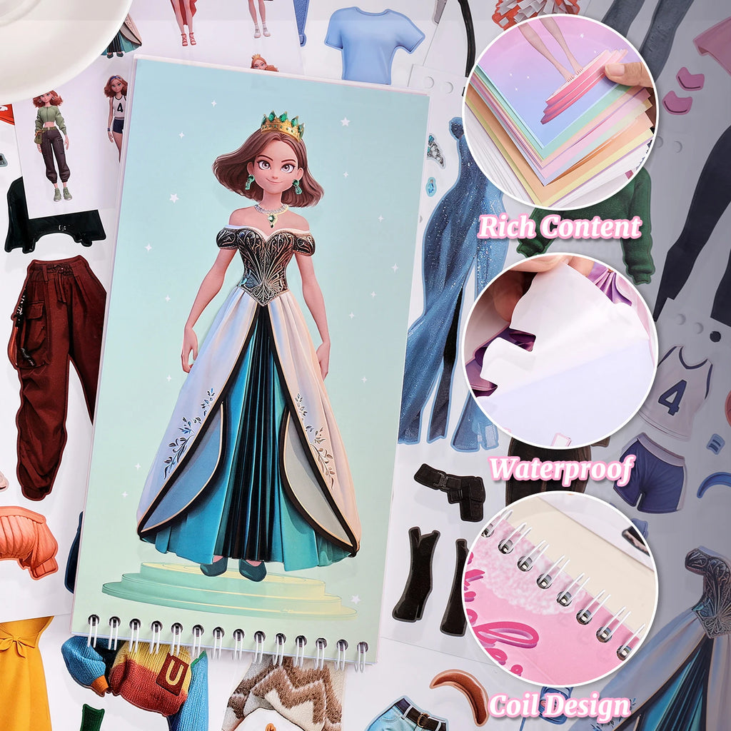 25 Sheets Dress Up Stickers for Kids, Make Your Own Fairy Princess Sticker for Kids Toddlers, Ideal Gift Birthday Preschool Chil