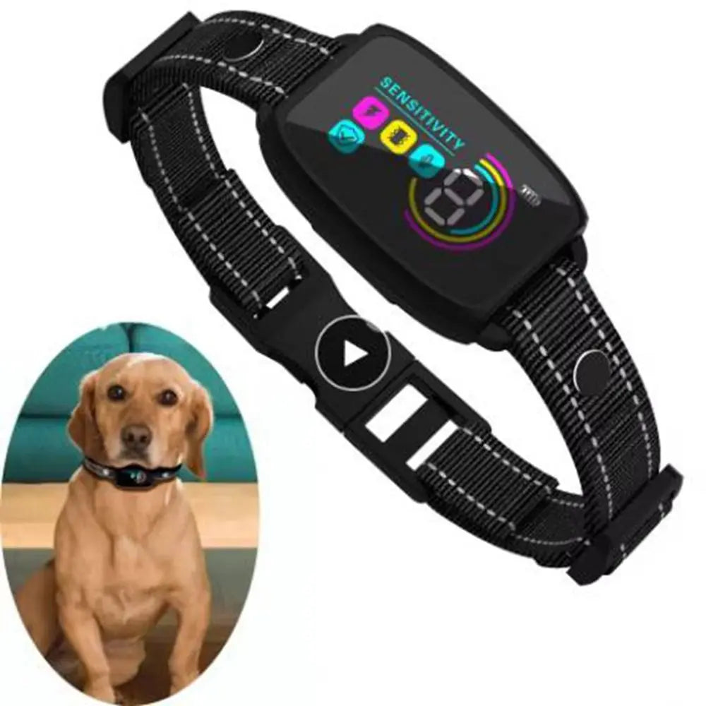 Intelligent Dog Barking Collar Color Screen Shock Functions Anti Bark Dog Collar Type-C Rechargeable with Sound Vibration