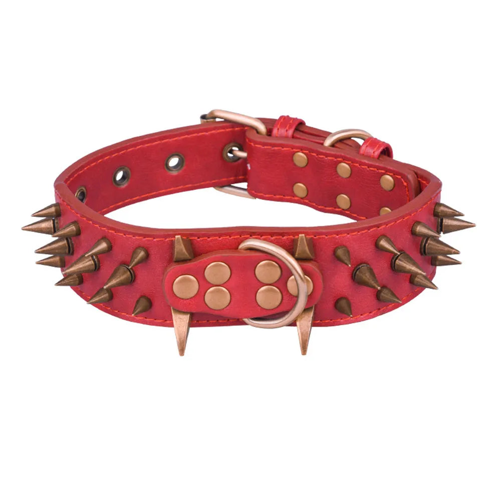 Heavy and Duty Dog Collar Comforable Widen Dog Collar for Extra Large Dogs Prevent Bite Sharp Spiked Leather Shepherd Dog Collar