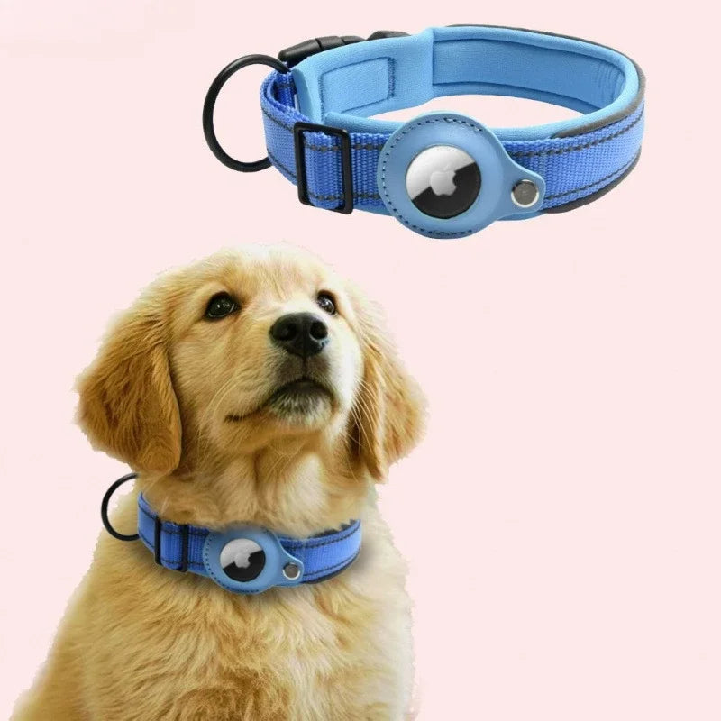 For AirTag Dog Collar Reflective Dog Collar Padded Collars AirTag Holder Case Adjustable Pet Collar for Small Medium Large Dogs