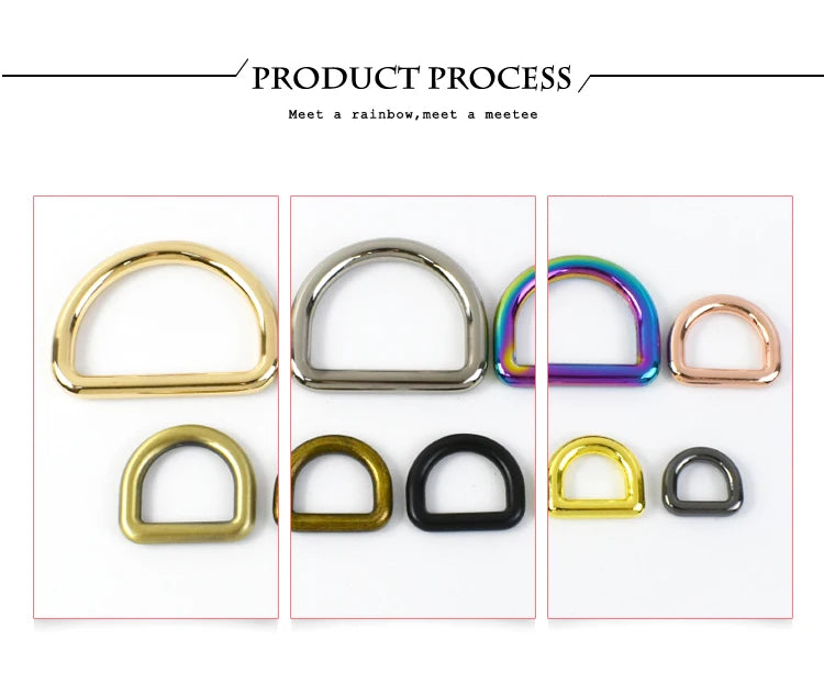 10Pcs Seamless Metal D Rings Buckles for Bags Purse Strap Pet Dog Collar Hardware Backpack Webbing Ring Clasp Sewing Accessories