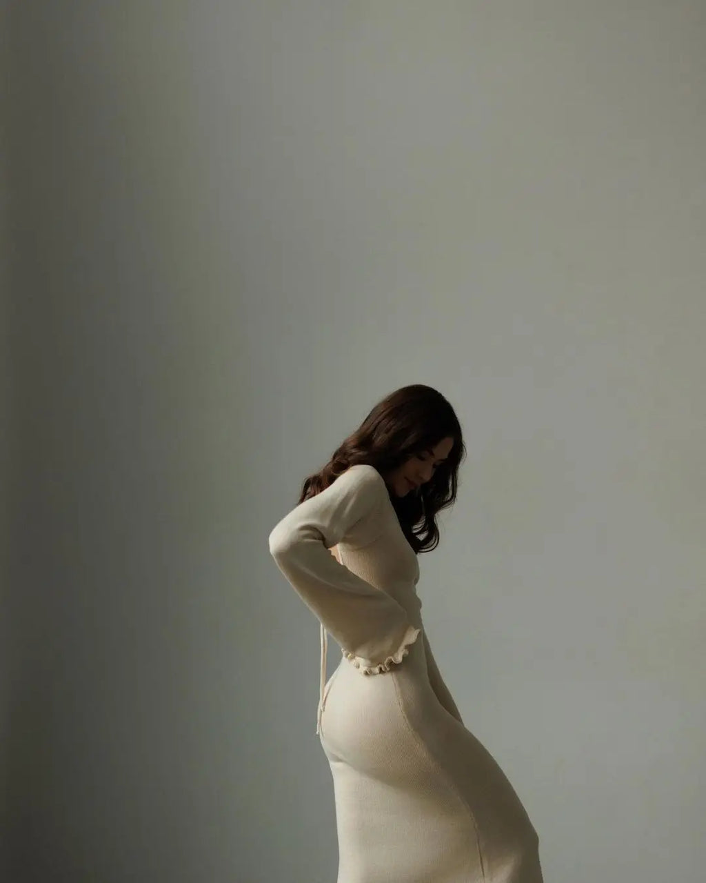 Cryptographic Elegant Knitted Sweater Maxi Dress Outfits for Women Flare Sleeve Sexy Backless Dresses Edible Tree Fungus Clothes