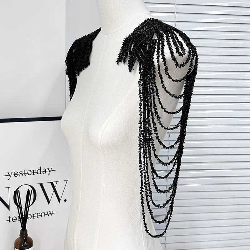 1pc Tassel Chain Sequin Shoulder Ornaments Wedding Dress Performance Clothing DIY Sewing Patch Fashion Handmade Accessories