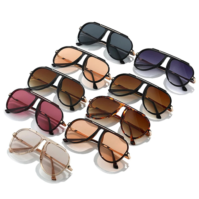 SO&EI New Oversized Pilot Women Sunglasses Vintage Gradient Shades UV400 Men Trending Sun Glasses