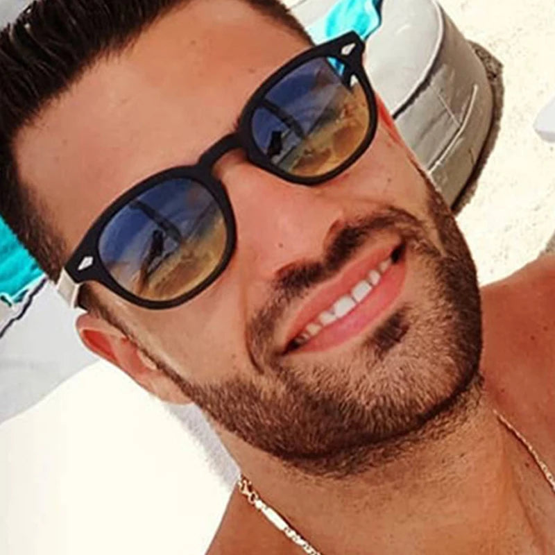 SO&EI Retro Oval Men Rivets Sunglasses Fashion Clear Ocean Gradient Lens Eyewear UV400 Women Trending Yellow Blue Sun Glasses