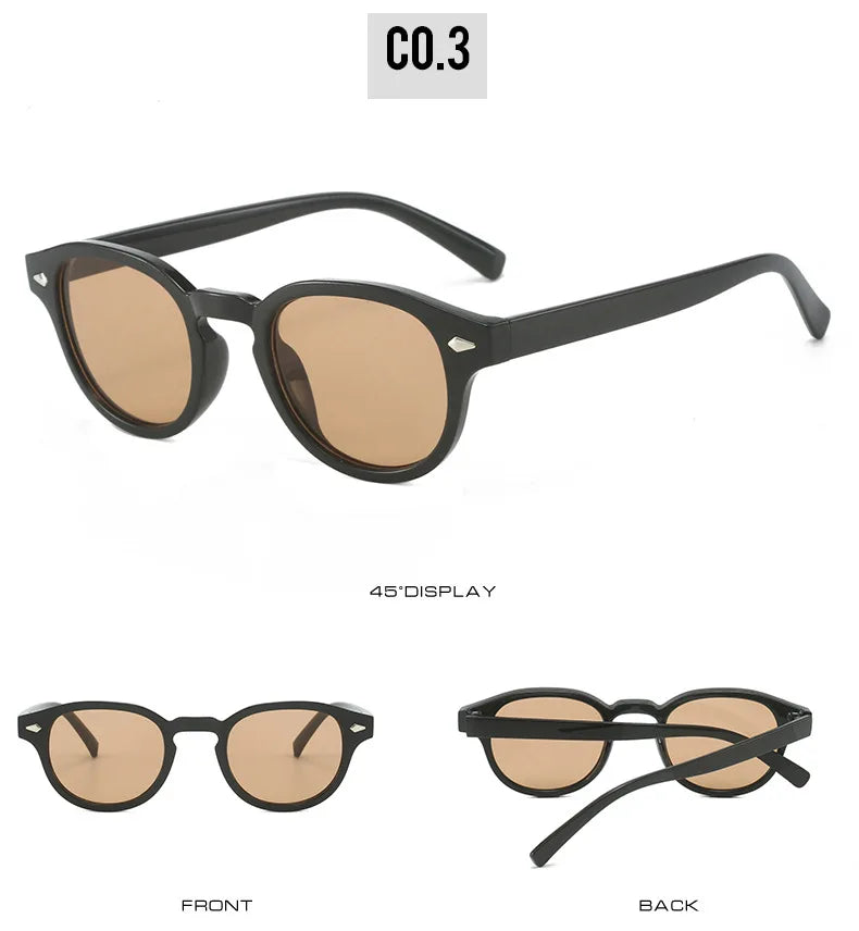 SO&EI Retro Oval Men Rivets Sunglasses Fashion Clear Ocean Gradient Lens Eyewear UV400 Women Trending Yellow Blue Sun Glasses
