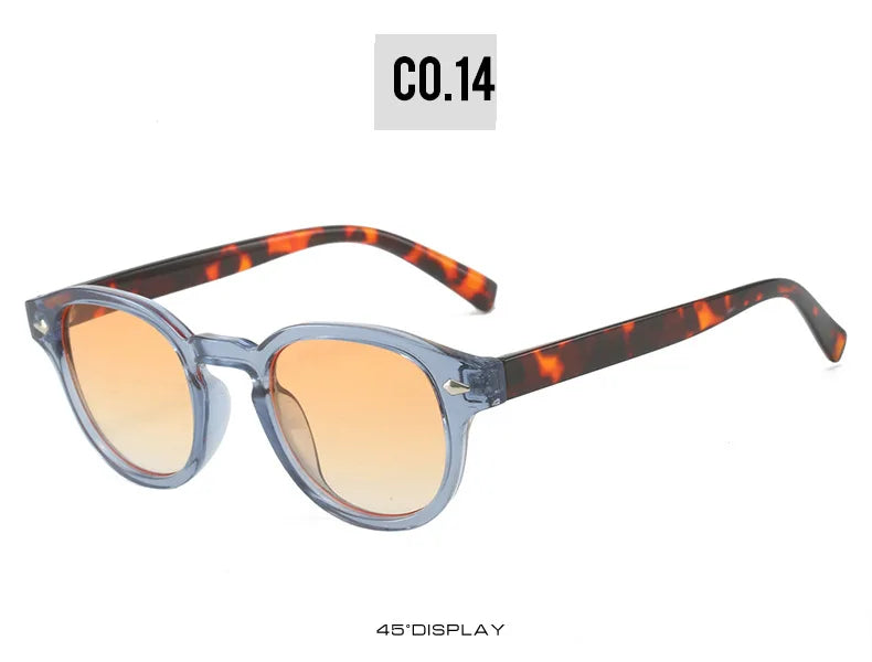 SO&EI Retro Oval Men Rivets Sunglasses Fashion Clear Ocean Gradient Lens Eyewear UV400 Women Trending Yellow Blue Sun Glasses