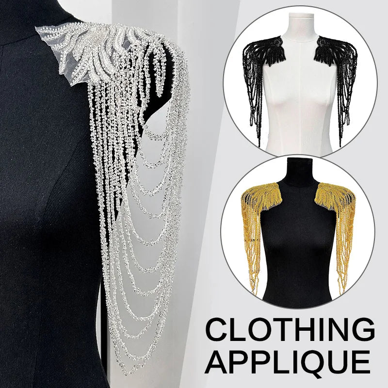 1pc Tassel Chain Sequin Shoulder Ornaments Wedding Dress Performance Clothing DIY Sewing Patch Fashion Handmade Accessories