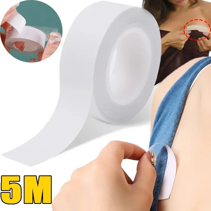 5Roll Fearless Tape Womens Double Sided Tape for Clothing Dress Low Cut Neckline Body Skin Anti-exposure Adhesive Sticker Strips