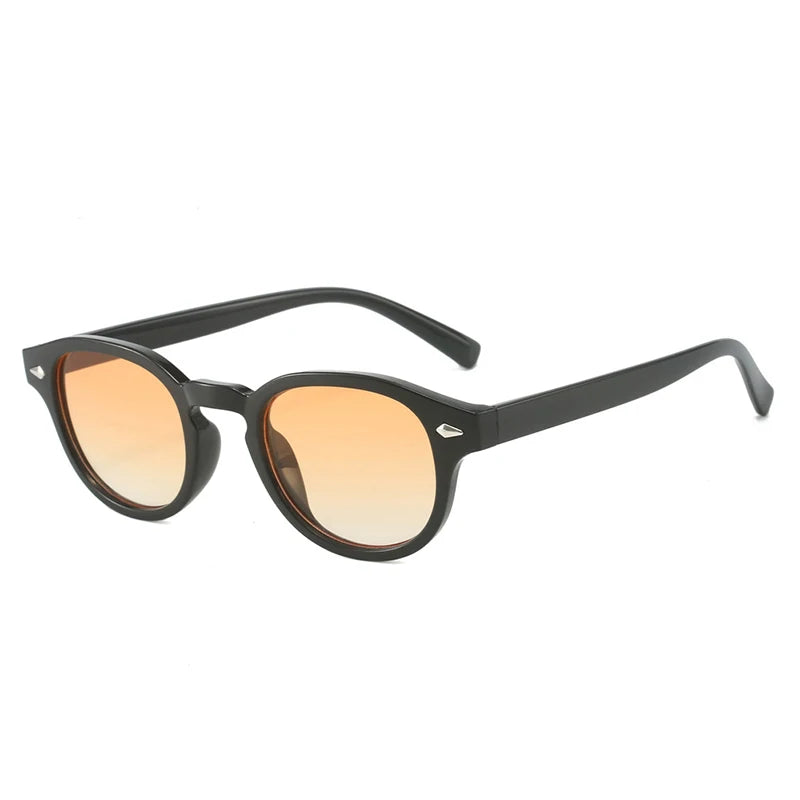 SO&EI Retro Oval Men Rivets Sunglasses Fashion Clear Ocean Gradient Lens Eyewear UV400 Women Trending Yellow Blue Sun Glasses
