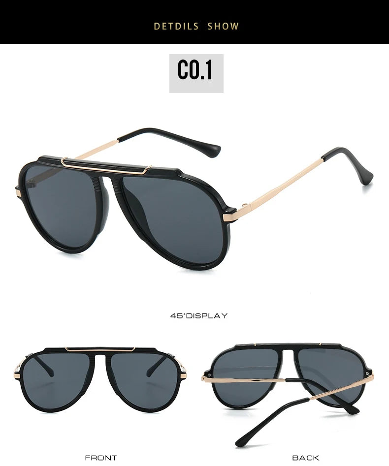SO&EI New Oversized Pilot Women Sunglasses Vintage Gradient Shades UV400 Men Trending Sun Glasses