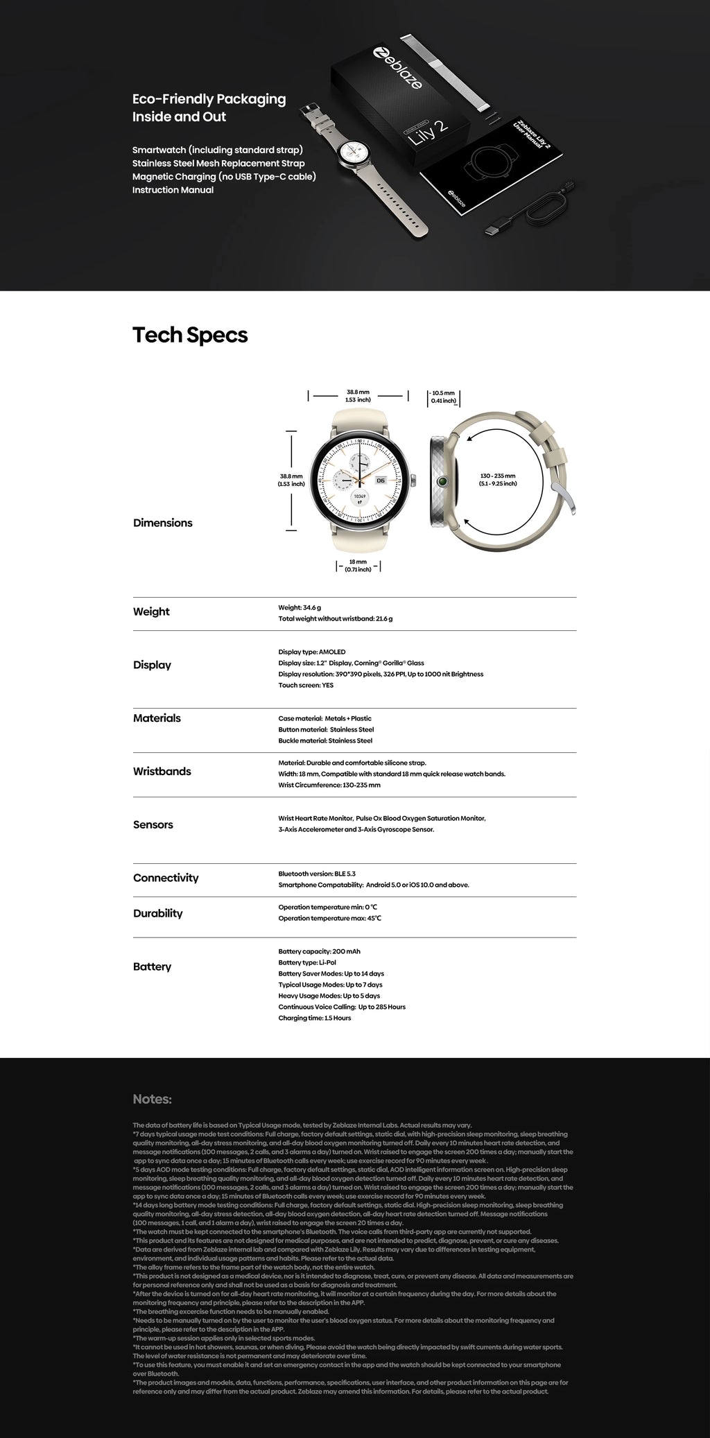 New 2025 Zeblaze LILY 2 Voice Calling Female Smartwatch Double Strap 1.2" HD AMOLED Display Health Monitoring Sports Smart Watch