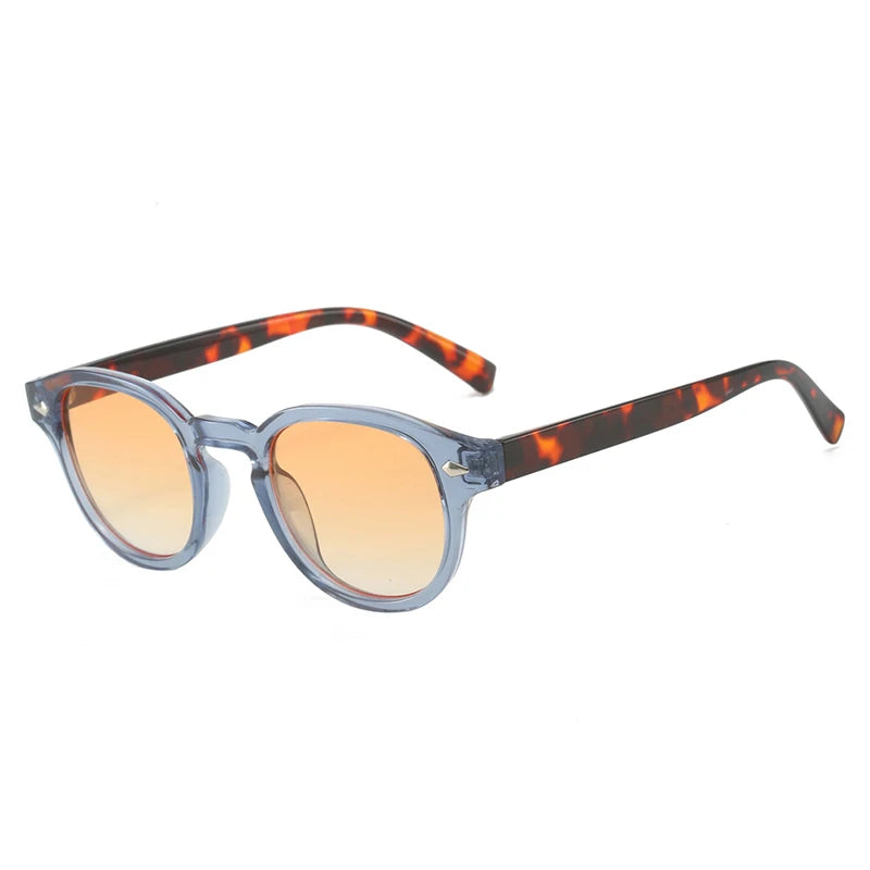 SO&EI Retro Oval Men Rivets Sunglasses Fashion Clear Ocean Gradient Lens Eyewear UV400 Women Trending Yellow Blue Sun Glasses
